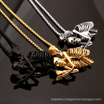 Fashion Stainless Steel Jewelry Gothic Charms Skull Pendants Necklace